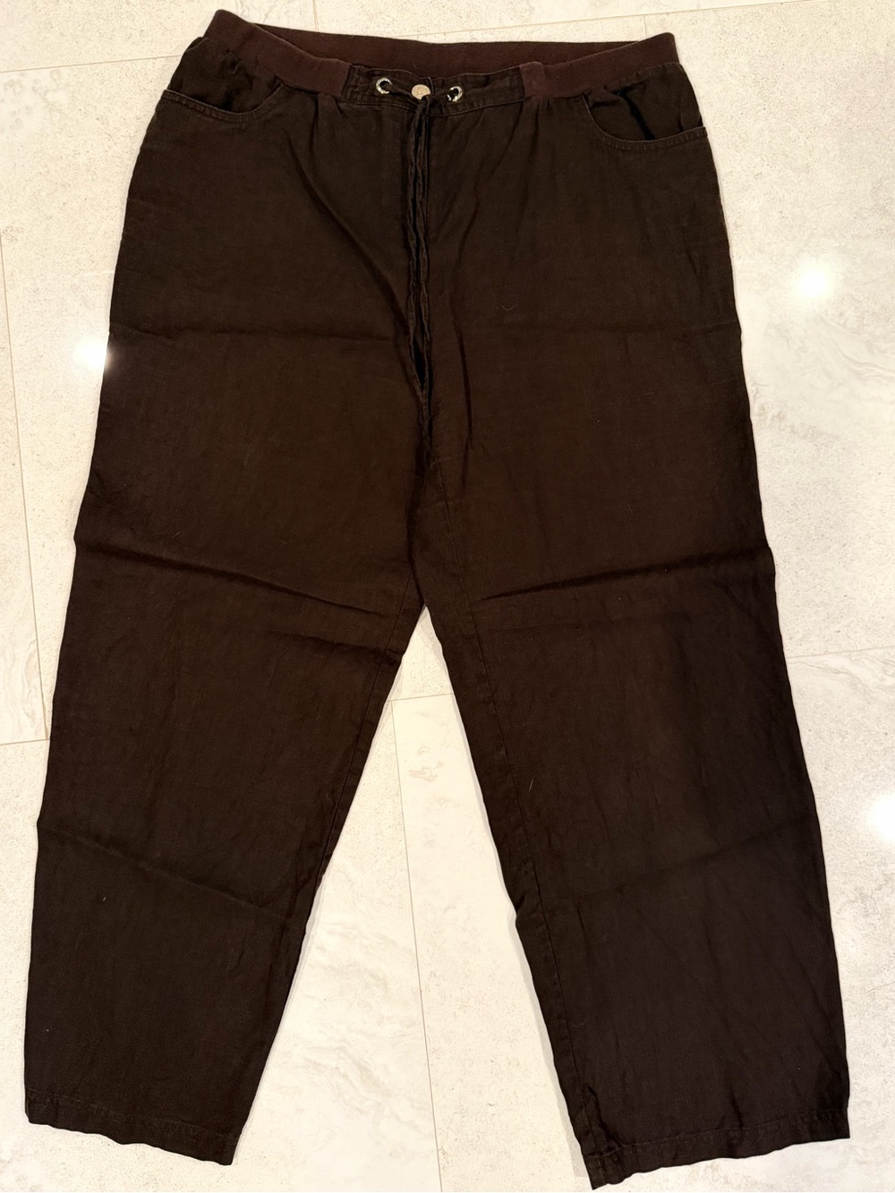 JM Collection Brown Drawstring Casual Joggers